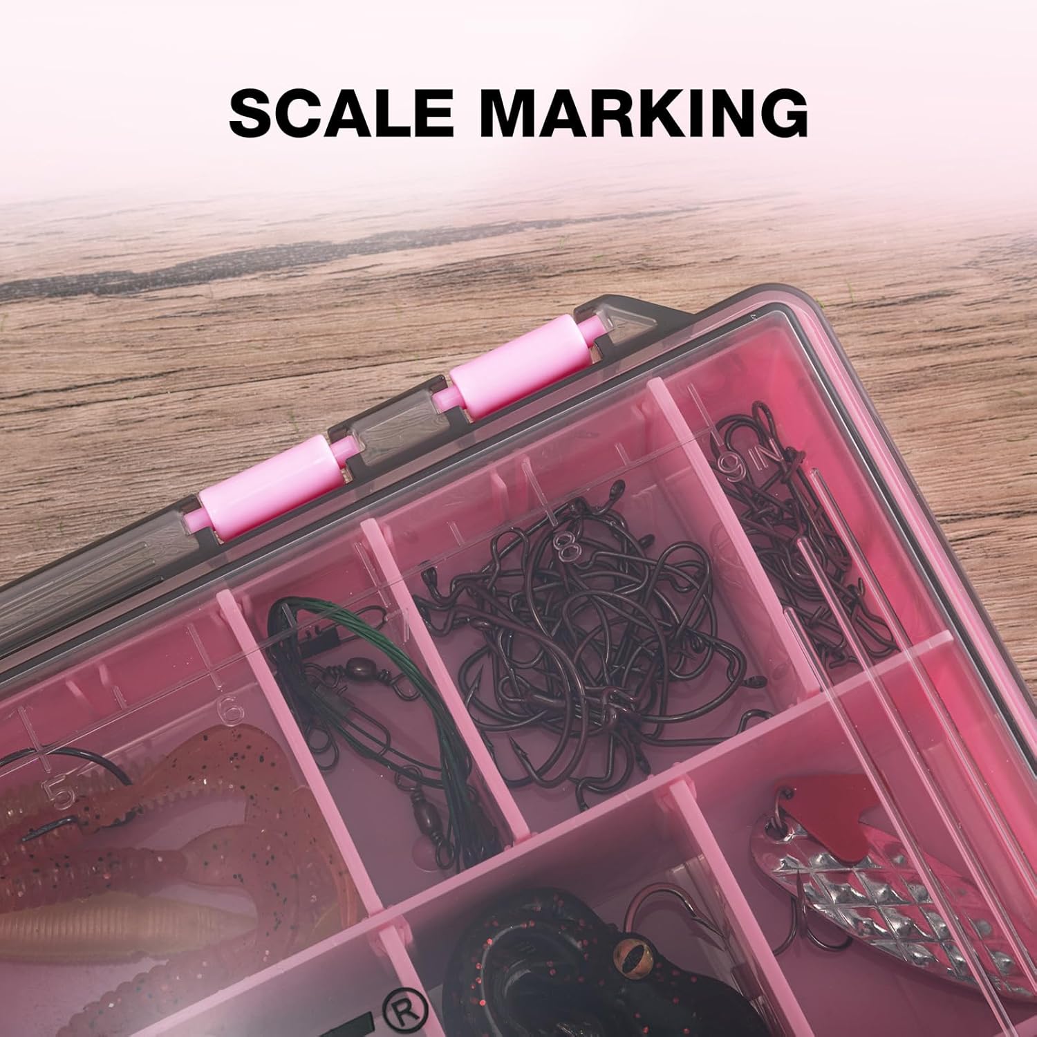 Goture Fishing Tackle Box Organizer - Transparent Fishing Organizer Box w/Measurement Ruler, Adjustable Dividers, Dual Latches | 2 Pcs 3700 Tackle Tray| Ergonomic Grip - Image 5