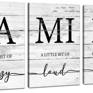 JLXART Family Wall Decor, Rustic Farmhouse Decor for The Home Art, Inspirational Canvas Print Framed (Family, 12 X 16 x 3 Pieces, Framed)