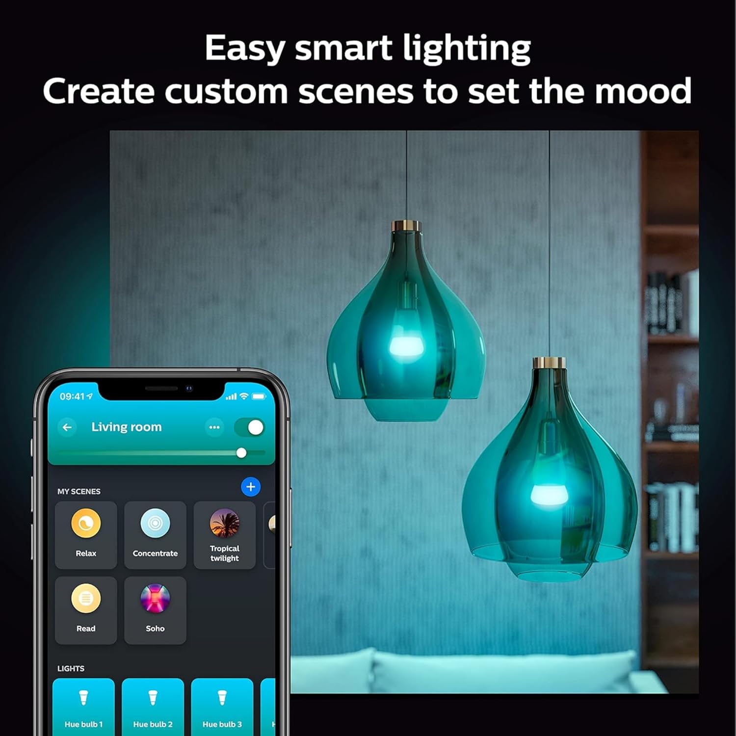 Philips Hue 75W A19 White and Color Ambiance LED Smart Color-Changing Bulb - Pack of 4 - E26 Indoor - Control with Hue App - Compatible with Alexa, Google Assistant, and Apple Homekit - Image 5