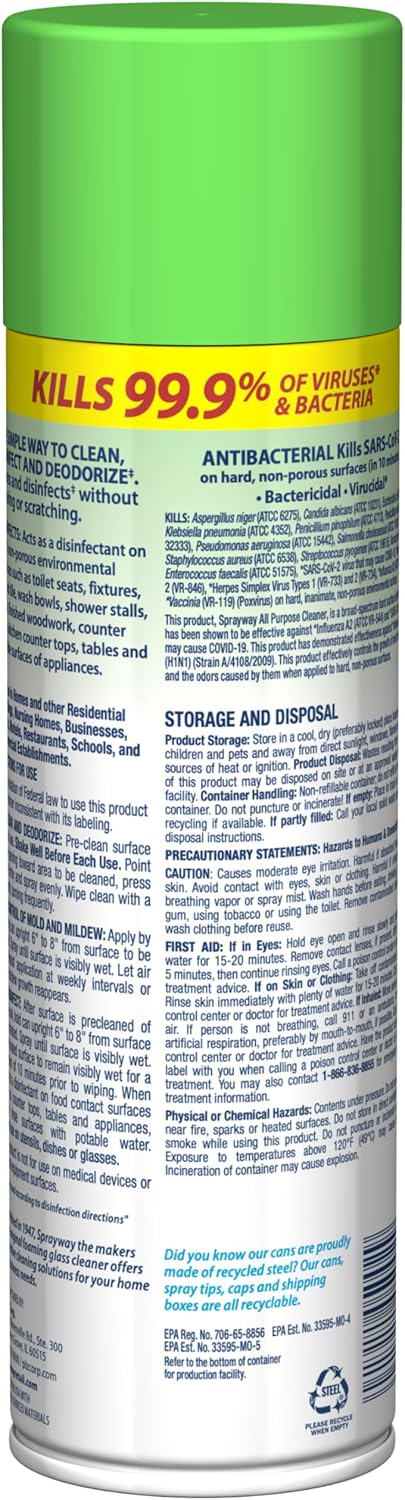 Sprayway All Purpose Disinfectant Cleaner, Foaming Action, 19 Ounce - Image 2