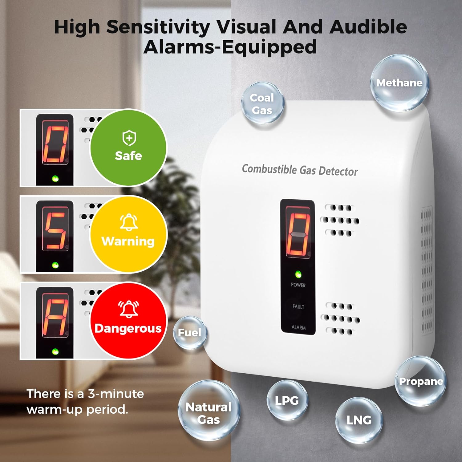 Gas Leak Detector, Plug-in Natural Gas Detector for Methane, LPG& Coal Gas Alarm in Home, Kitchen, RV, Camper, AC 110V-240V, – 1 Pack (White) - Image 4