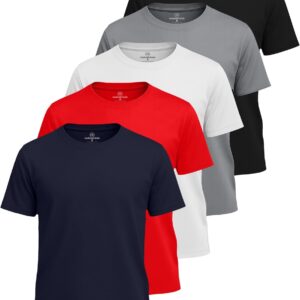 Real Essentials 5 Pack: Boys’ Mesh Short Sleeve Athletic T-Shirt – Youth Kids Teens Active Basketball Tops (4-18 Years)