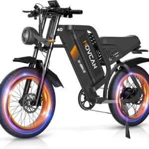 Movcan V40 Electric Bike For Adults,48V25Ah Removable Battery 20” Fat Tire Dirt Bike,1500W Motor 35MPH Top Speed 120 Miles Range Electric Motorcycle,7 Speed Dual Hydraulic Brake Ebikes For All-Terrain