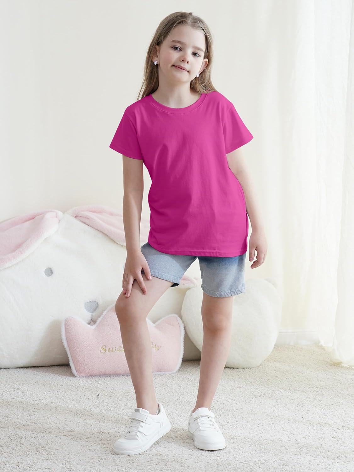 5 Pack Girls Shirts Short Sleeve Shirt for Girls Soft Cotton Tees Kids Tshirts Clothes Summer Tops T-Shirt - Image 4