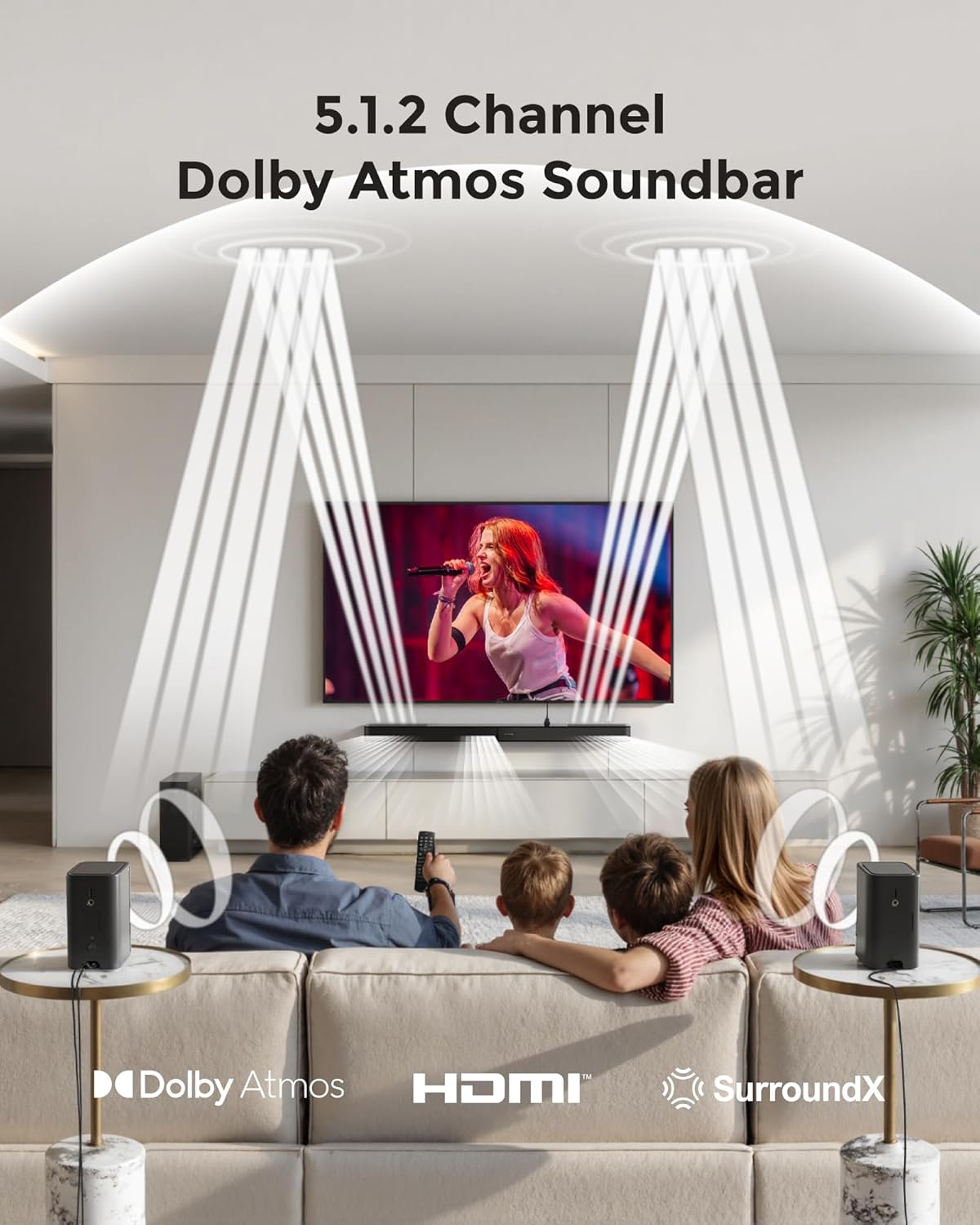 ULTIMEA 5.1.2ch Sound Bar with Dolby Atmos, Surround Sound System for TV with 2 Surround Speakers, Sound Bar for Smart TV, Soundbar for Home Theater, BT 5.4, HDMI eARC, Skywave F40 (New, 2025 Model) - Image 2