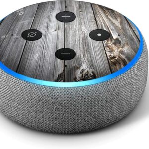 Grey Wood – Vinyl Decal Skin Compatible with Amazon Echo Dot 3rd Generation Alexa – Decorations for Your Smart Home Speakers, Great Accessories Gift for mom, dad, Birthday, Kids