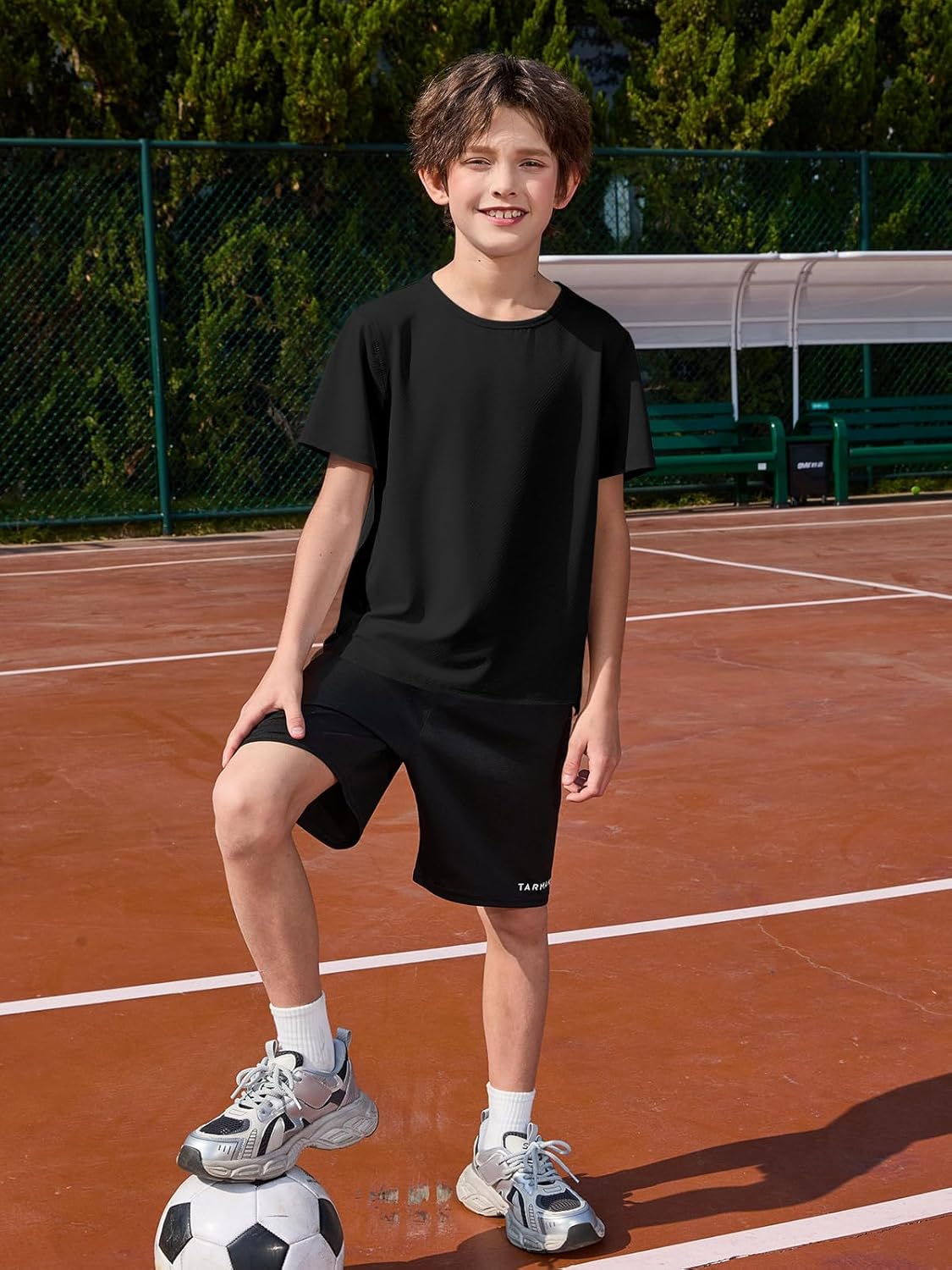 Haloumoning Boys Athletic Short Sleeve T Shirts Kids Crewneck Quick Dry Performance Sports Tops Tees 5-14 Years - Image 3