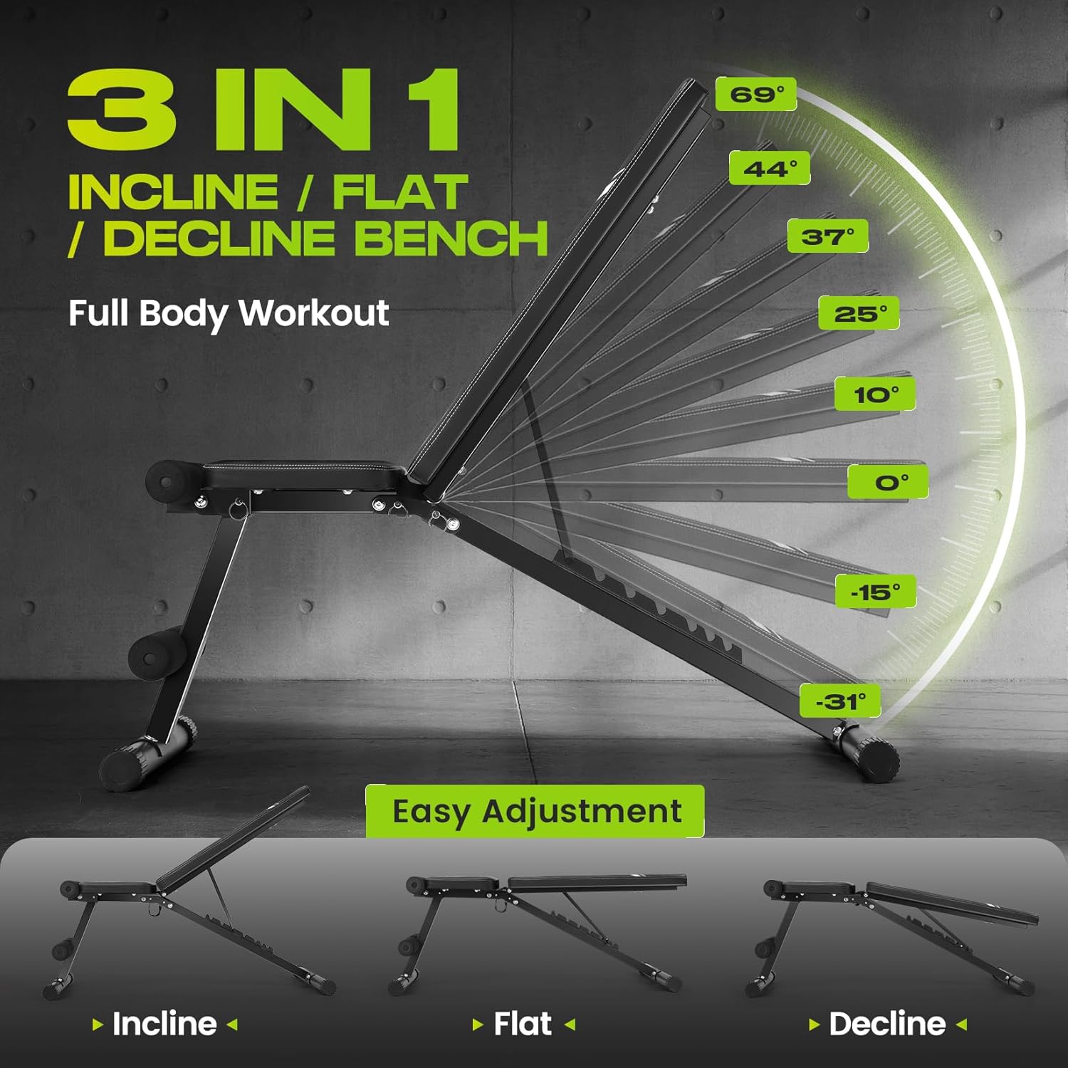 ANCHEER Basic Weight Bench for Home Gym, 660LBS Fast Foldable Workout Bench Press for Home Gym with 8 Adjustable Backrests Incline/Flat/Decline Full Body Strength Training - 2025 Upgrade - Image 4