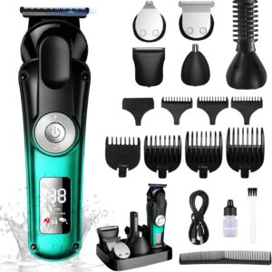 BILLAR 6 in 1 Professional Mens Grooming Kit for Mustache,Body, 17 Piece All-in-One Mens Grooming Kit and Hair Clipper, Nose, Ear,Body and Face, Electric Razor with Type-C Recharge Dock