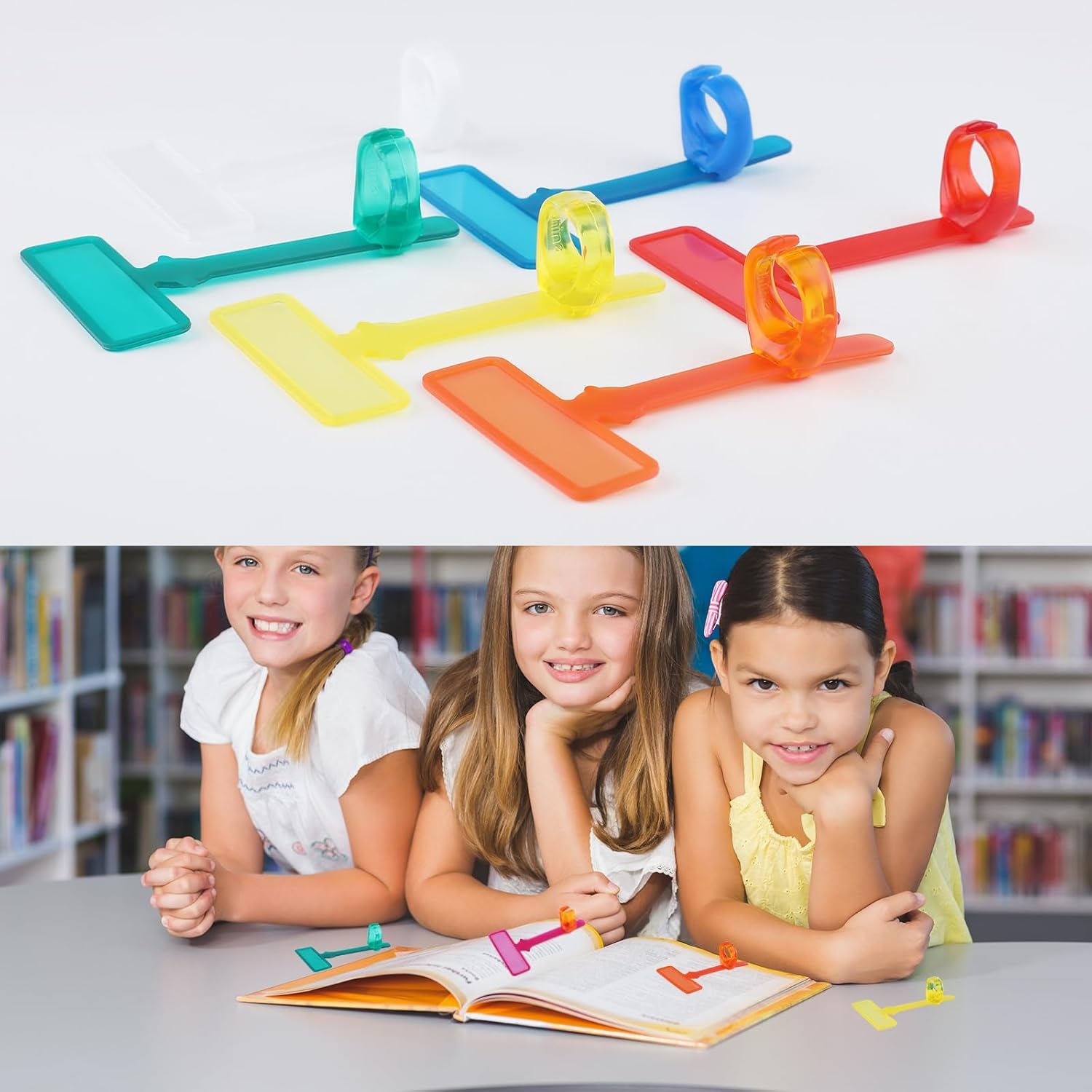 32Pcs Guided Reading Strips,Finger Guided Reading Trackers,Children ADHD Finger Trackers with Finger Rings,Dyslexia Tools for Kids Bookmark Reading Trackers Reading Tools - Image 5