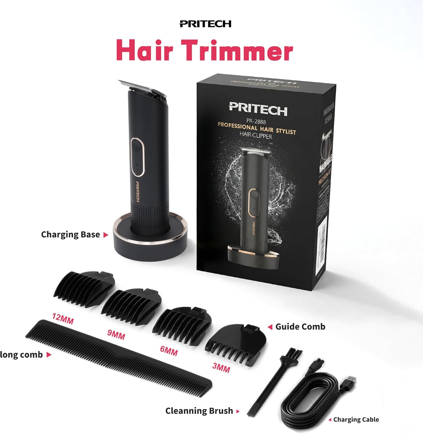 PRITECH Bikini Trimmer for Women - Rechargeable Pubic Hair Trimmer for Sensitive Skin, Wet&Dry Use, Pain-Free Electric Razor&Shaver with Standing Recharge Dock, Ideal Gift for Women, Black - Image 6