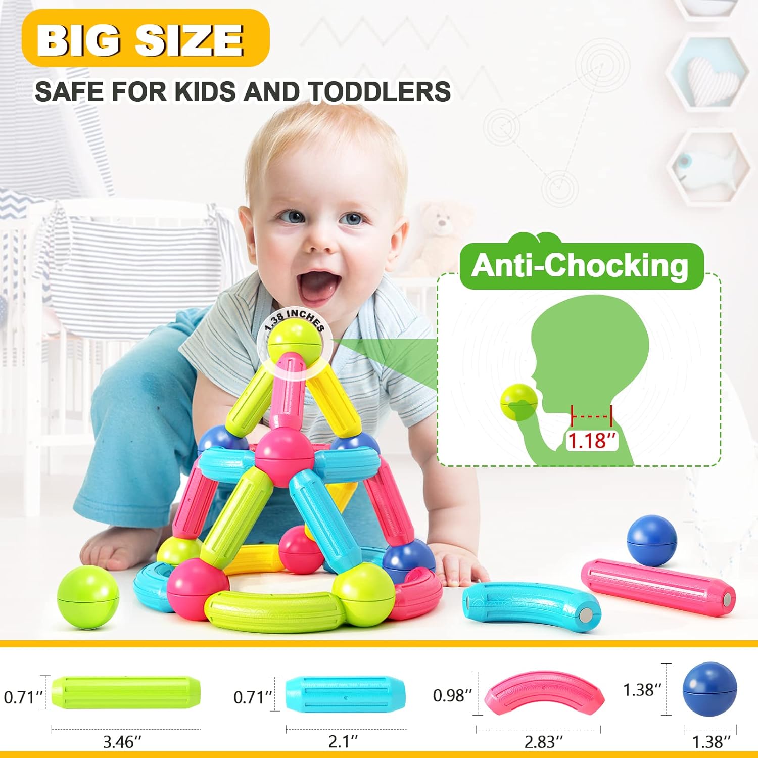 Magnet Toys for 3 Year Old Boys & Girls, Montessori Toys for Toddlers Kids, Magnetic Blocks Building DIY Learning Educational Toys Gift- Starter Set - Image 7