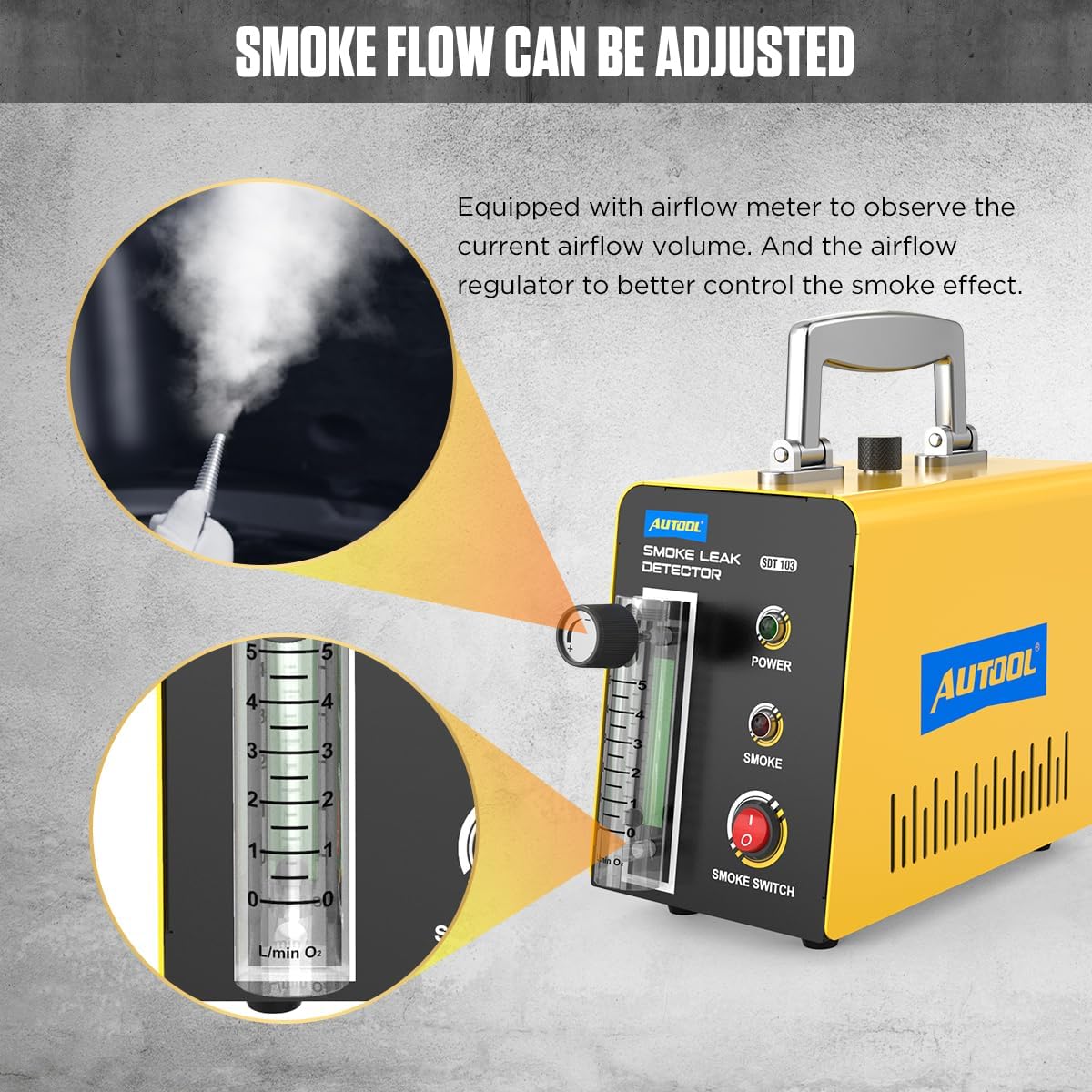 AUTOOL Smoke Machine Automotive Leak Detector,Evap Vacuum Smoke Diagnostic Tester,Pipeline Fuel Leakage Detector Compatible with 12V Vehicles - Image 2