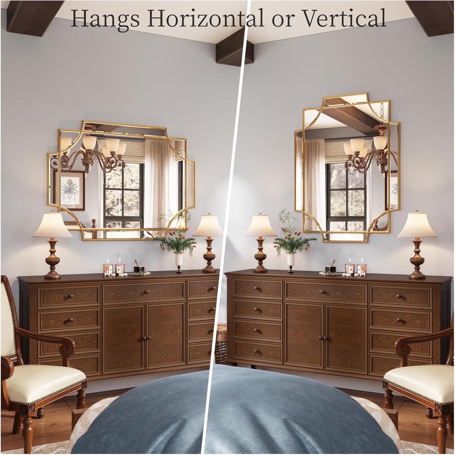 Kelly Miller 32"x48" Large Gold Mirror for Wall, Modern Decorative Mirror Rectangle Wall Vanity Mirror Bevelled Full Length for Bathroom Living Room Bedroom Farmhouse Fireplace Entryway - Image 9