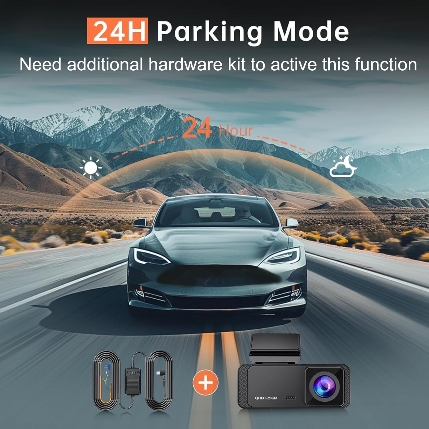 Dash Cam 1296P Front Dashcam, V300 WiFi Dash Camera for Cars with App, Night Vision, Mini Hidden Single Car Camera, Loop Recording, 24H Parking Mode, Support 256GB Max, Black - Image 7