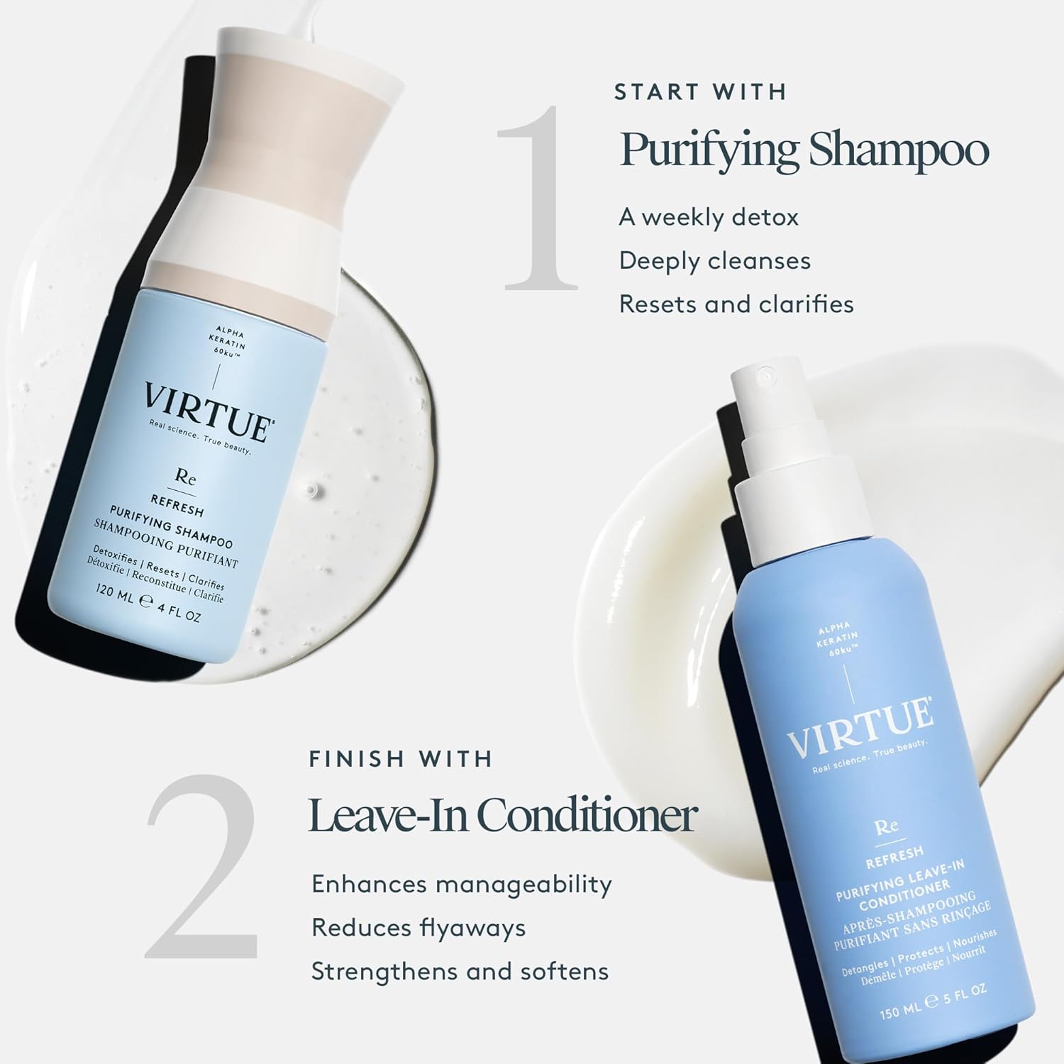 Virtue Purifying Leave-In Hair Conditioner Spray, Reduce Frizz and Split Ends, Detangles and Nourishes, Color Safe, 5 Fl Oz - Image 4