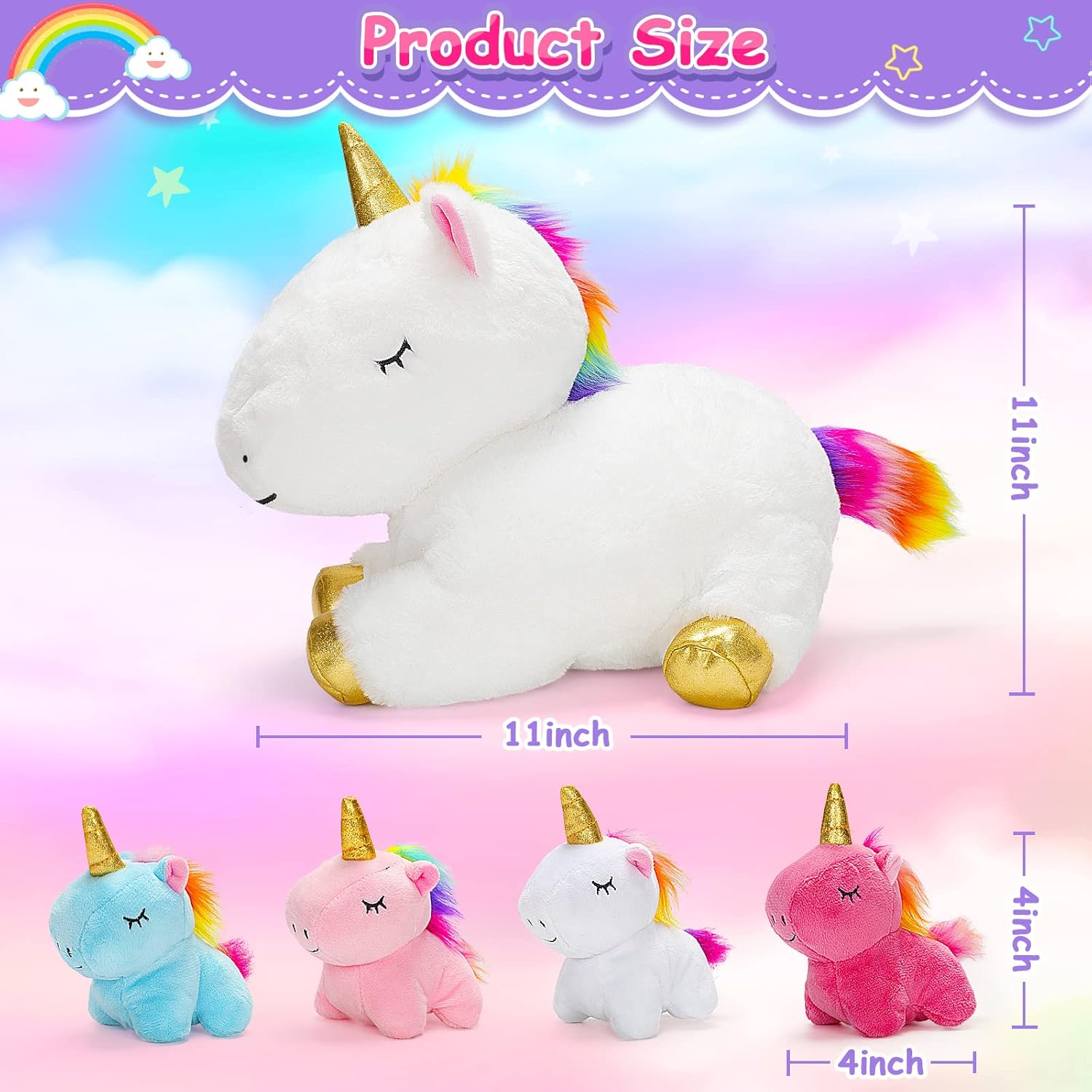 KMUYSL Toys for Girls Ages 0 1 2 3 4 5 6 7 8+ Years - Unicorn Mommy Stuffed Animal with 4 Baby Unicorns in Her Tummy, Soft Unicorn Plush Toys Set, Christmas Birthday Gifts for Baby, Toddler, Kids - Image 5