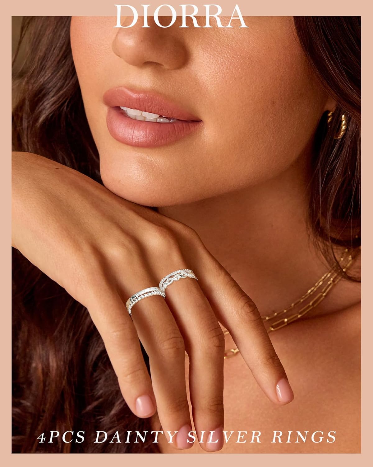 Sterling Silver Ring for Women, 4PCS Thin Stackable Rings Cubic Zirconia Thumb Ring Set Engagement Statement Wedding Bands for Women Size 5-10 - Image 5