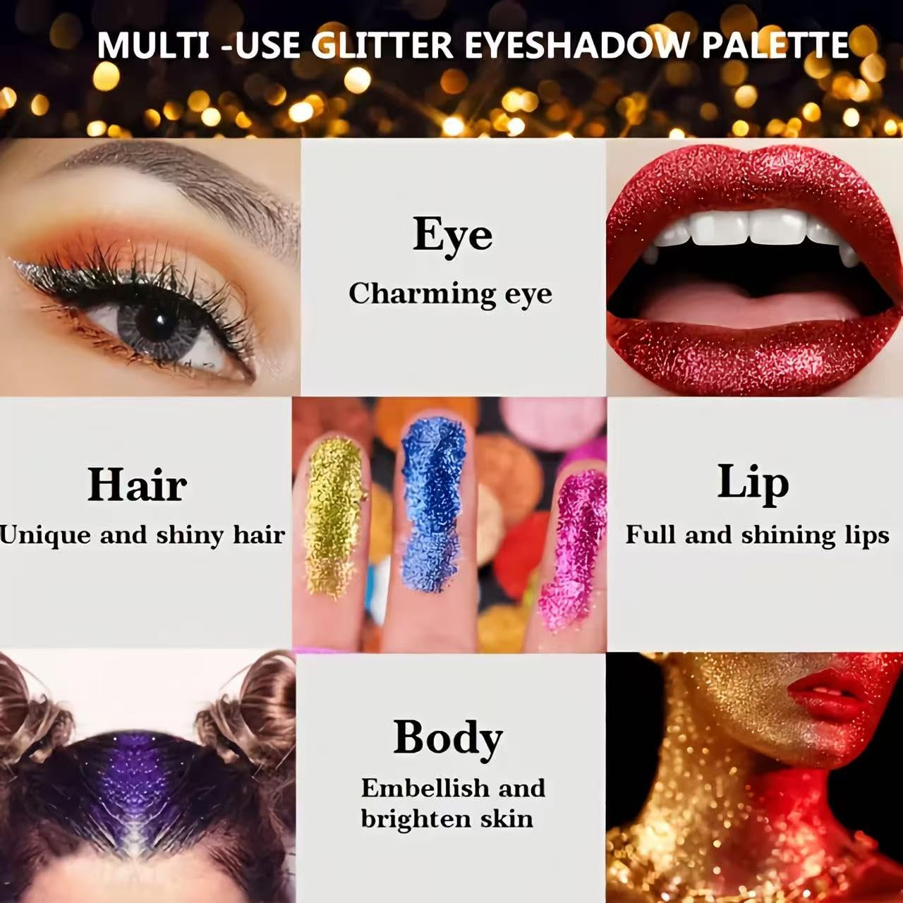 K'APEINE Glitter Eyeshadow Palette-Ultra Shimmer Makeup Palette Eye Shadow Chunky & Fine Pressed 40 Colors Highly Pigmented Eye Shades Long Lasting Waterproof for Face Body - Image 4