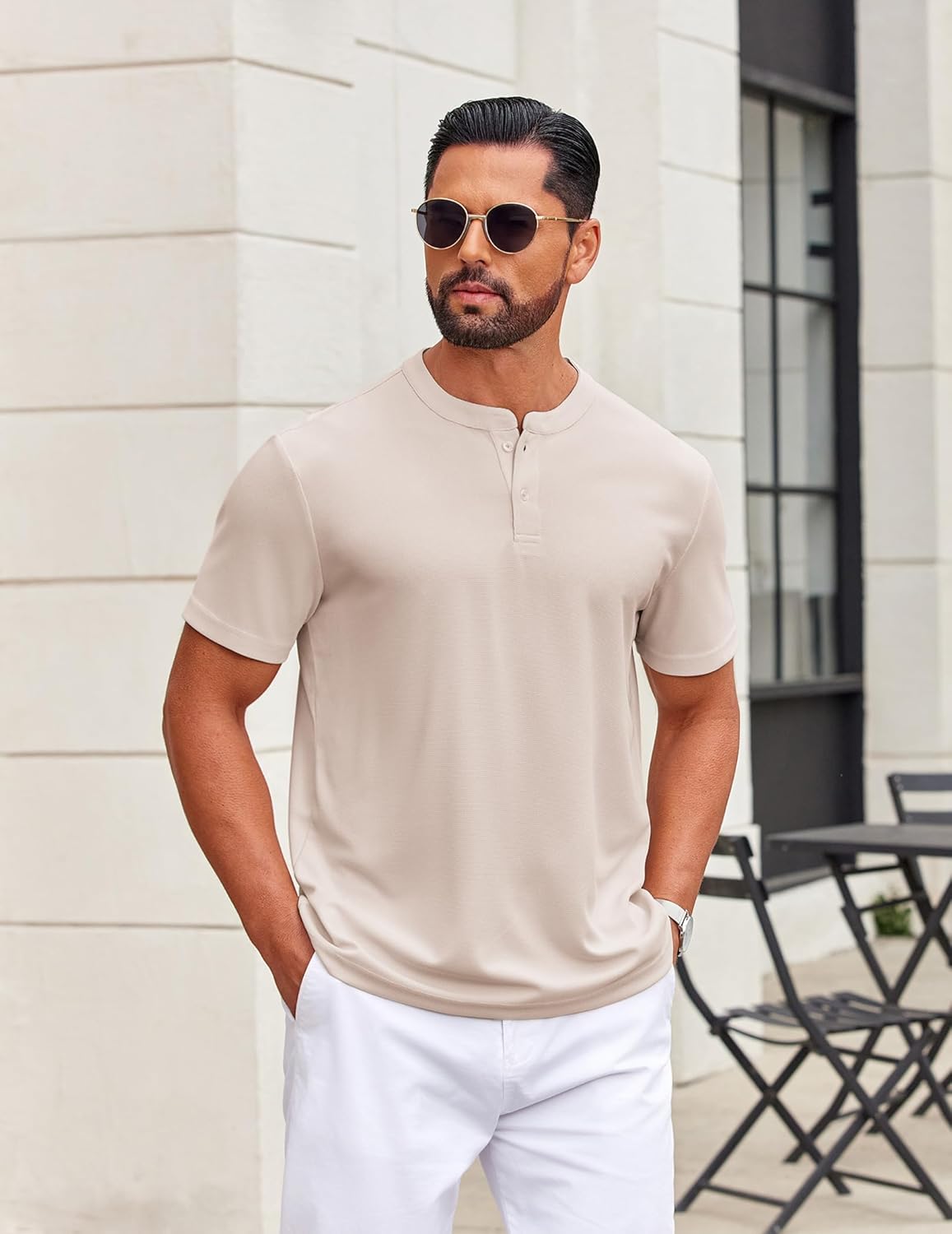 COOFANDY Men's Henley Shirts Short Sleeve Texture Casual Button Henley Summer Classic Basic Tee Shirts - Image 7
