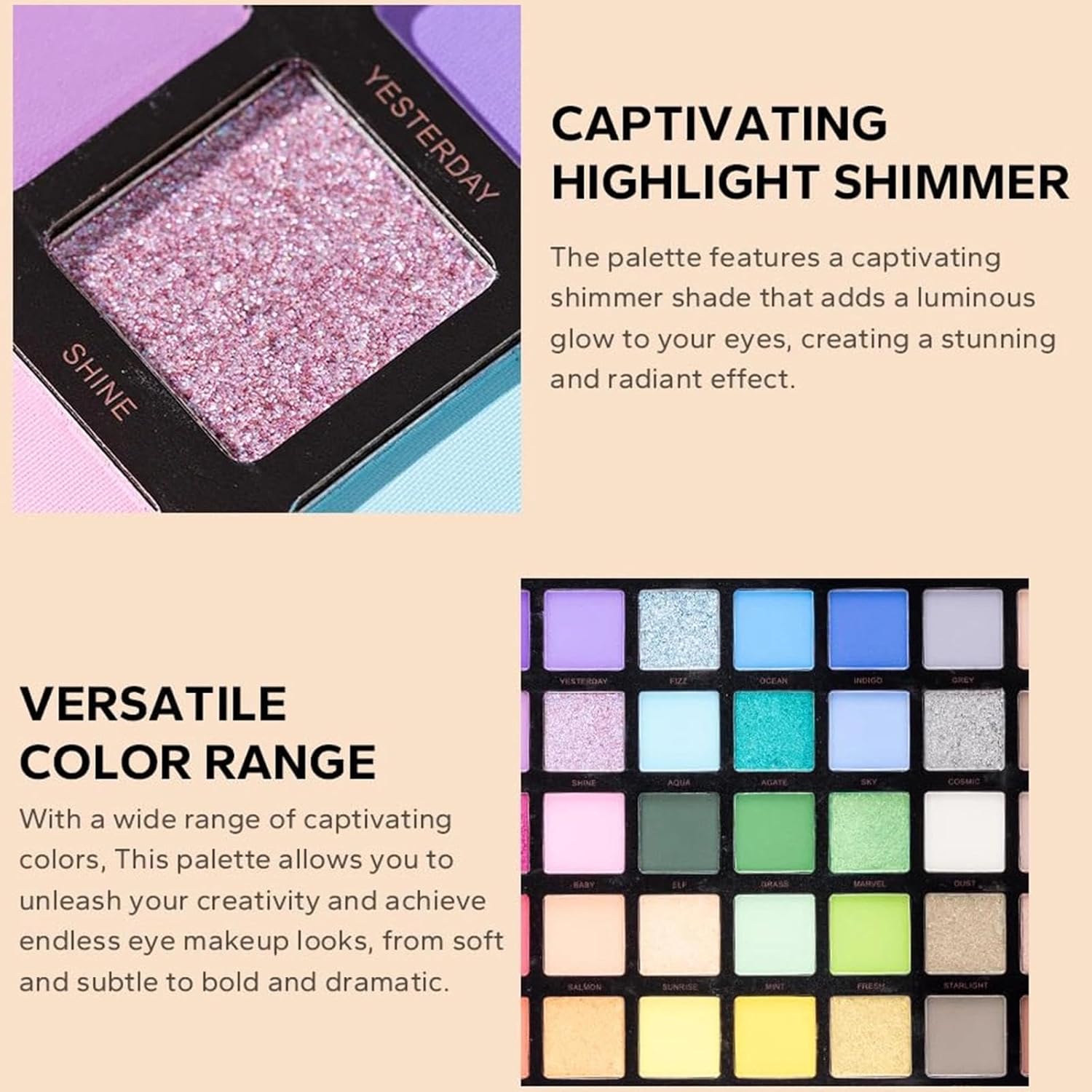 K'APEINE Colorful Eyeshaow Palette, 45Colors Matte Shimmer Eyeshadow Metallic Eye Shadow Palettes Professional Rainbow Makeup Pallet Long Lasting Blendable Make Up Eye Shadows Cosmetics for Women - Image 4