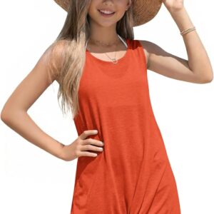 Haloumoning Girls Sleeveless Swim Cover Up Kids Summer Swimsuit Coverup Twist Front Beach Dress 5-14Y