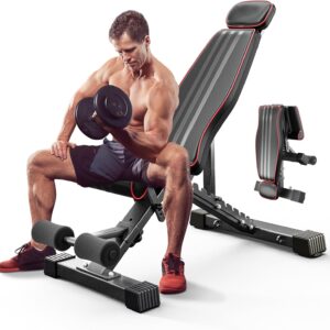 Multi-Function 6 in 1 Weight Bench Set – Leg Press, Preacher Curl Rack, Adjustable Workout Bench & Squat Rack for Full Body Exercise, Fitness Strength Training for Home Gym