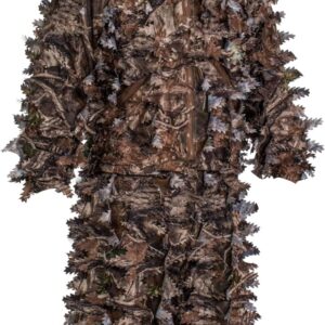 3D Leafy Camo Suit Hooded Ghillie Hunting Clothing with Built-in Face Mask