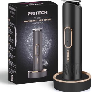 PRITECH Bikini Trimmer for Women – Rechargeable Pubic Hair Trimmer for Sensitive Skin, Wet&Dry Use, Pain-Free Electric Razor&Shaver with Standing Recharge Dock, Ideal Gift for Women, Black
