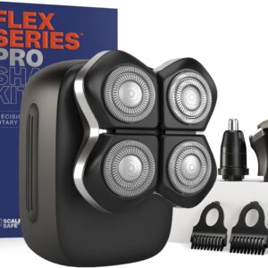 Freebird FlexSeries Electric Head & Body Hair Shaver, Mens Cordless Rechargeable Wet and Dry Skull, Bald Head, Back, Groin Waterproof Razor with Rotary Blades (FlexSeries Pro, Without Accessories)