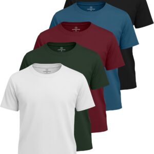 Real Essentials 5 Pack: Boys’ Mesh Short Sleeve Athletic T-Shirt – Youth Kids Teens Active Basketball Tops (4-18 Years)