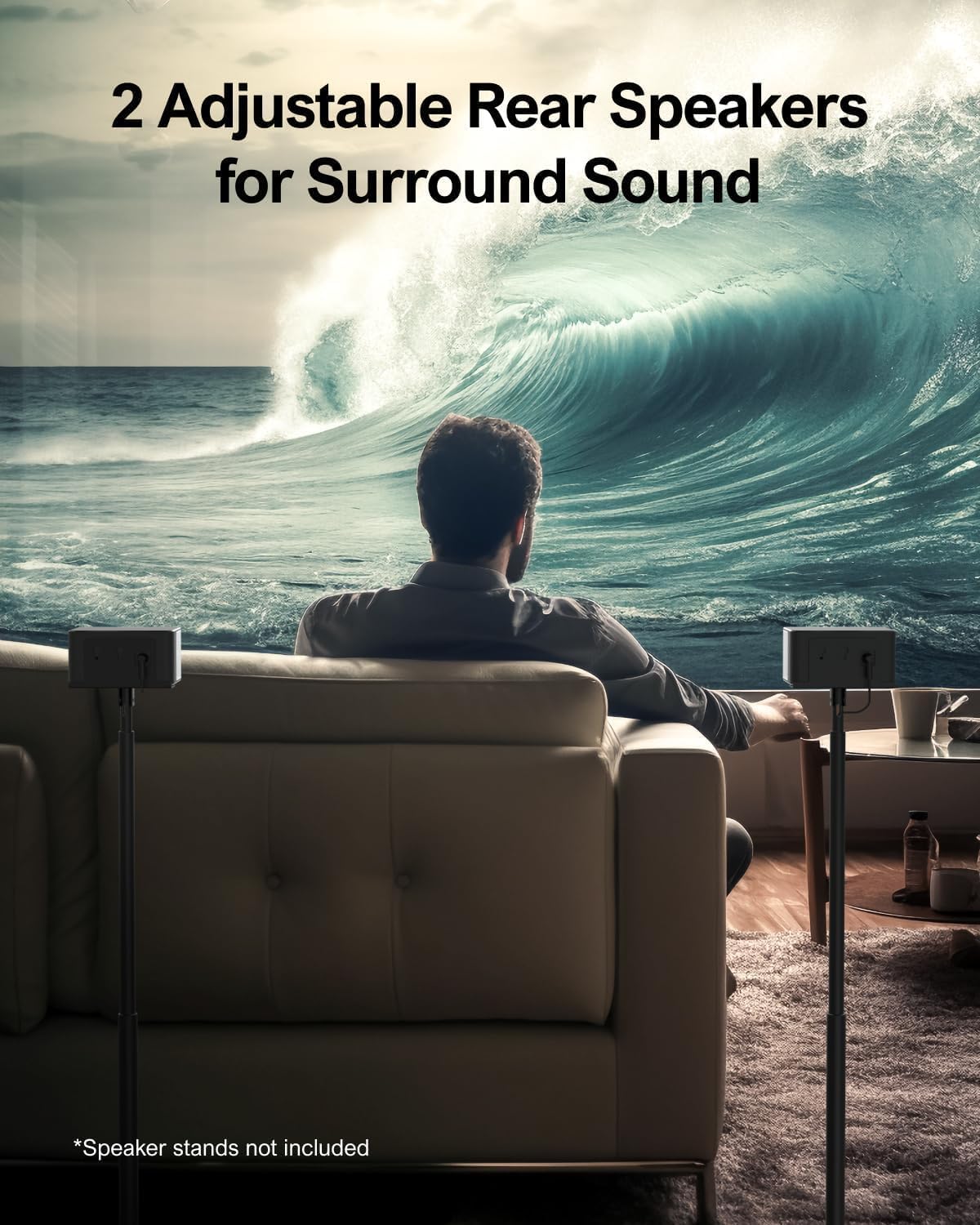 ULTIMEA 5.1 Virtual Surround Sound Bar, 320W Home Theater Surround System with Adjustable Speakers & Subwoofer, TV Speaker Soundbar, Sound Bar for Smart TV, Bluetooth 5.3, Easy Setup, Poseidon D50 - Image 4