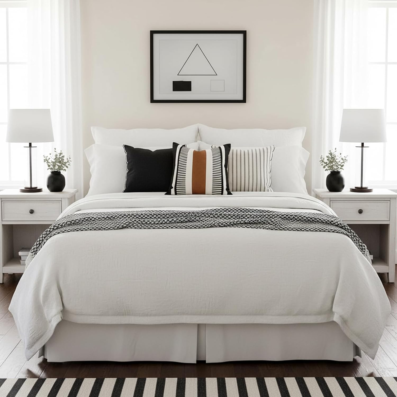 Farmhouse Decorative Throw Pillow Cover for Sofa Couch Accent Faux Leather Square Cushion Cover Tribal Stripe Boho Pillow Case 18 x 18 Inch,Black - Image 7