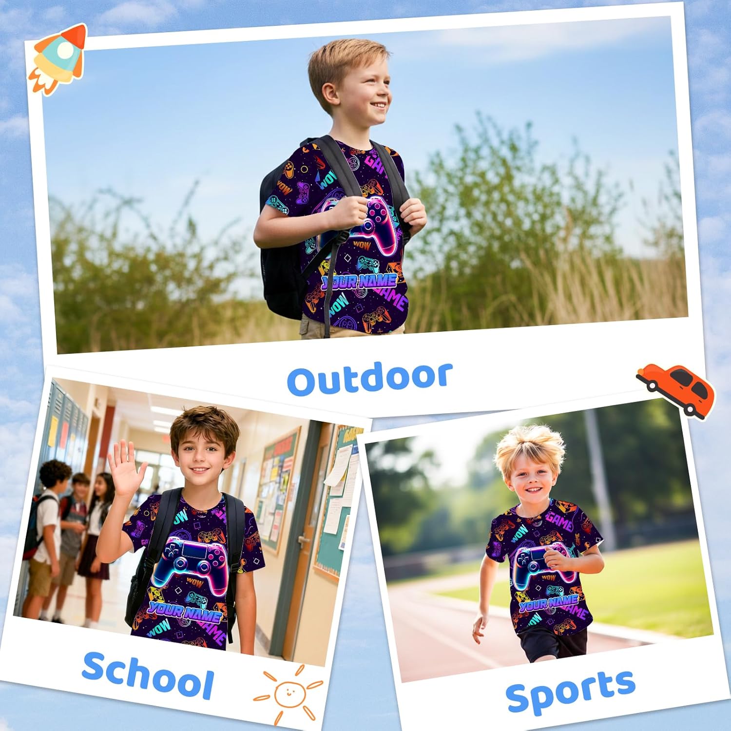 Boys Custom Name T-Shirt Kids Ages 4-14 | Personalized Graphic Tee Soft Breathable Polyester Durable for School Play - Image 7