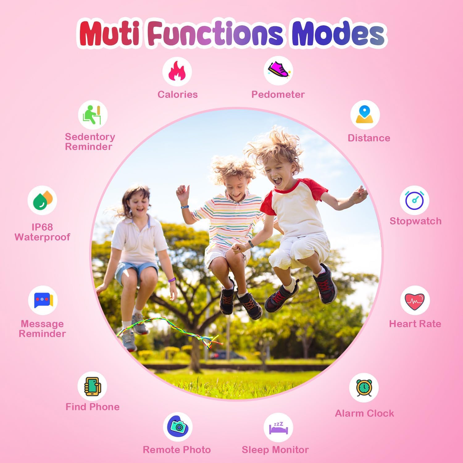 Smart Fitness Tracker Watch for Kids - Boys Girls Waterproof Smartwatch with Pedometer Heart Rate Sleep Tracking Alarm Clock Activity Tracker Calorie Step Counter Watch for Girls Boys Teens - Image 2