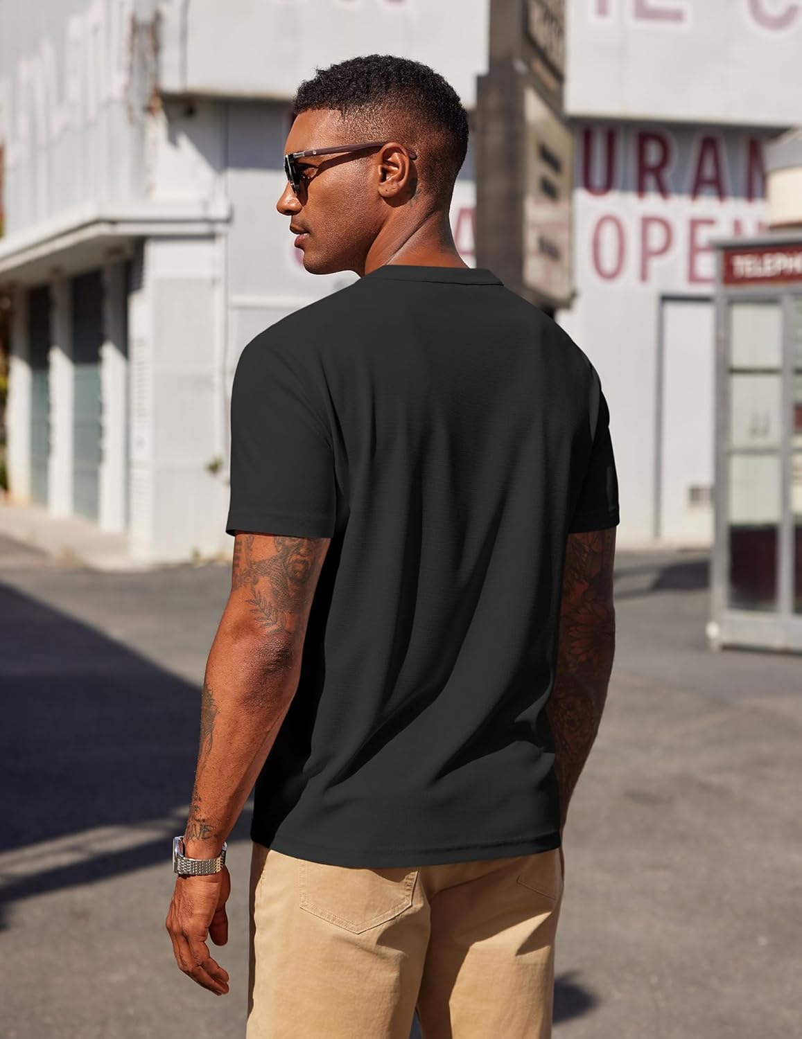 COOFANDY Men's Henley Shirts Short Sleeve Texture Casual Button Henley Summer Classic Basic Tee Shirts - Image 4