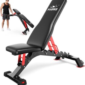 FLYBIRD Commercial Grade Adjustable Weight Bench – 1300LBS Capacity, 6+3 Positions for Ultimate Strength Training & Bench Press, with Easy-Roll Wheels