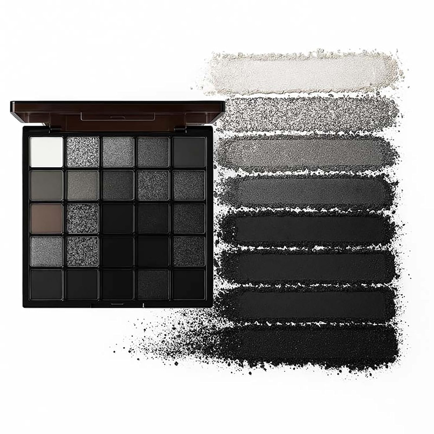 K'APEINE 25 Color Black Eyeshadow Palette, Smoke Eyeshadow Palette Silver Smokey Eye Shadow Matte Velvet & Metallic Shimmer Cool Smoky Dark Shades for Goth Makeup No Fading, Long Lasting Waterproof - Image 6