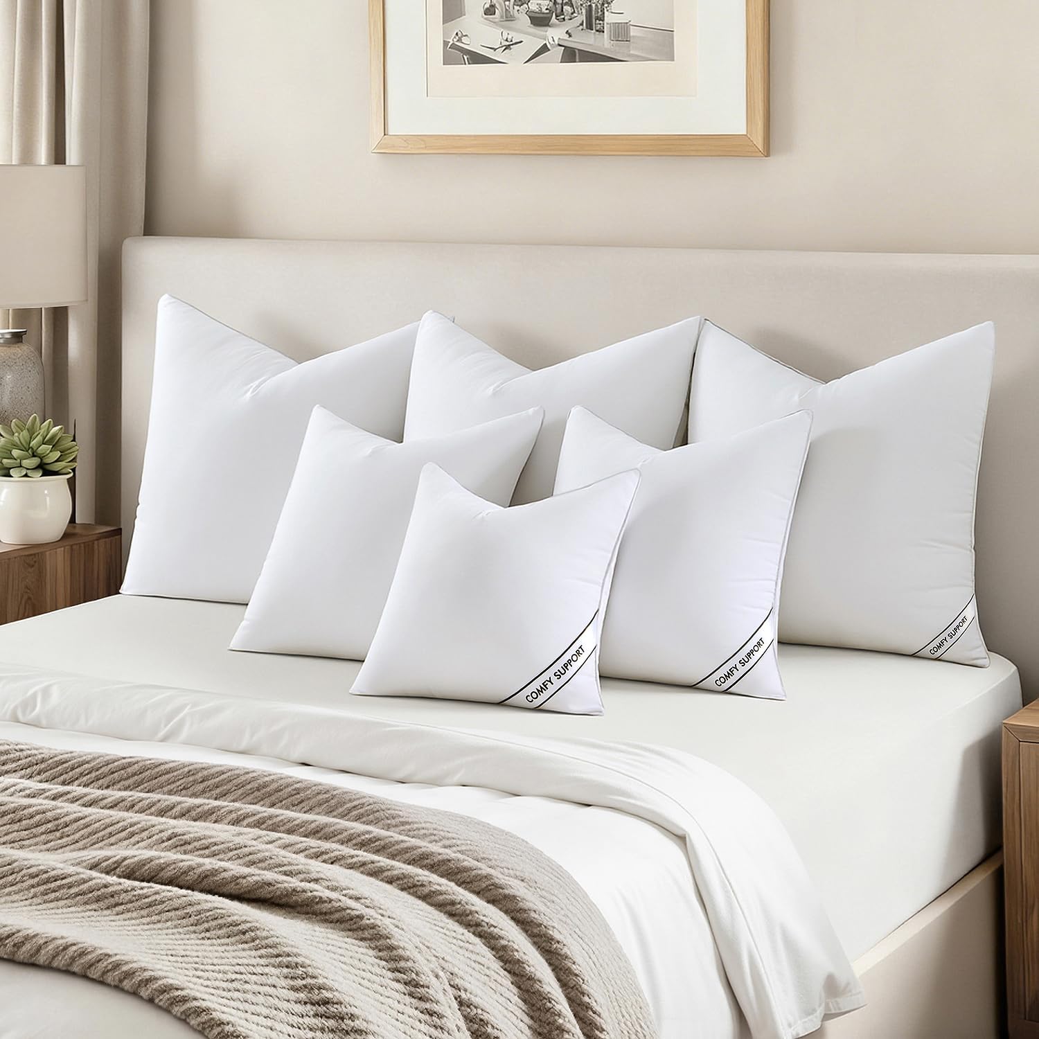 MIULEE 18x18 Inch Pillows Inserts, Pack of 4 Down Alternative Virgin Filling Comfy Support Throw Pillows for Sofa Couch Bed - Image 7