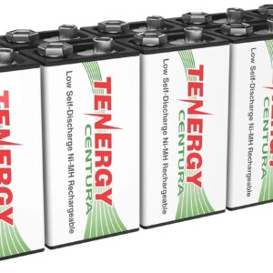 Tenergy Centura 9V NIMH Rechargeable Batteries, 200mAh Low Self-Discharge Square Battery for Smoke Alarm/Detector, 10 Pack