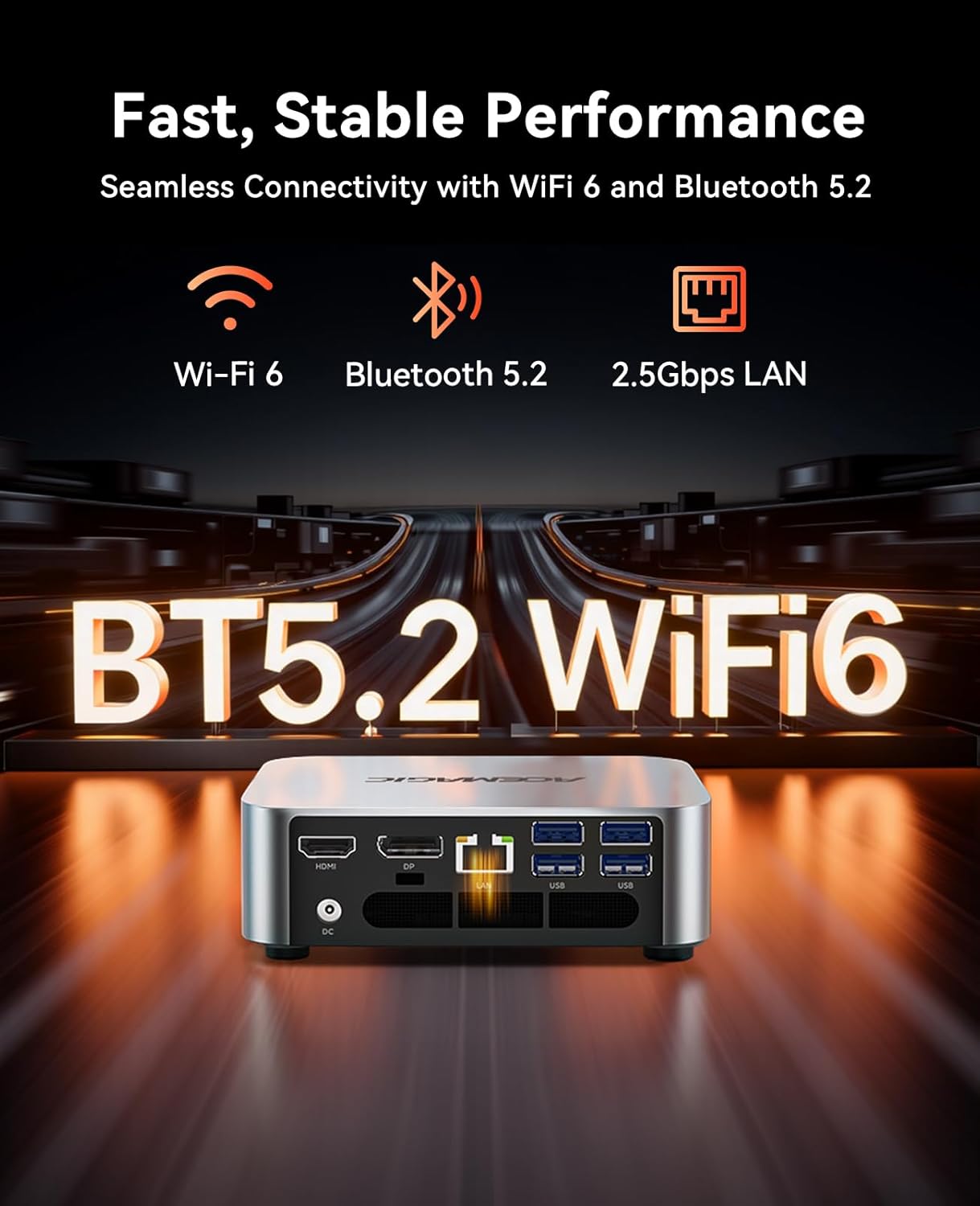 ACEMAGICIAN M1 Mini PC AMD Ryzen 7 6800H 16GB LPDDR5 512GB PCle SSD Mini Computers (8C/16T, up to 4.7GHz), Windows 11 Pro Radeon 680M 4K Triple Display Desktop Computer 3.2Type-C/LAN 2.5G/BT5.2/WiFi 6 - Image 4