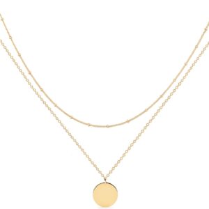 MEVECCO Layered Heart Necklace Pendant Handmade 18k Gold Plated Dainty Gold Choker Arrow Bar Layering Long Necklace for Women