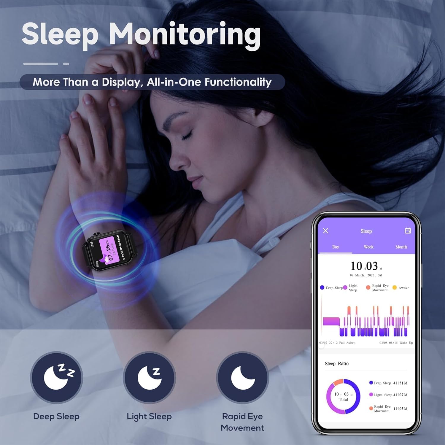 Smart Watch for Men, 120 Sports Modes Smartwatch with 1.83" HD Touchsreen, IP67 Waterproof, Sleep Monitor, Bluetooth Call & Music Control Fitness Watch for Android/iPhone (Black) - Image 7