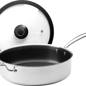 Black Cube Frieling Quick Release Nonstick Sauté Pan with Lid – 11-Inch/4.5 Quart Induction Cookware – Deep Frying Pan/Skillet for Kitchen – Hybrid Cookware – Deep Skillet Nonstick with Lid