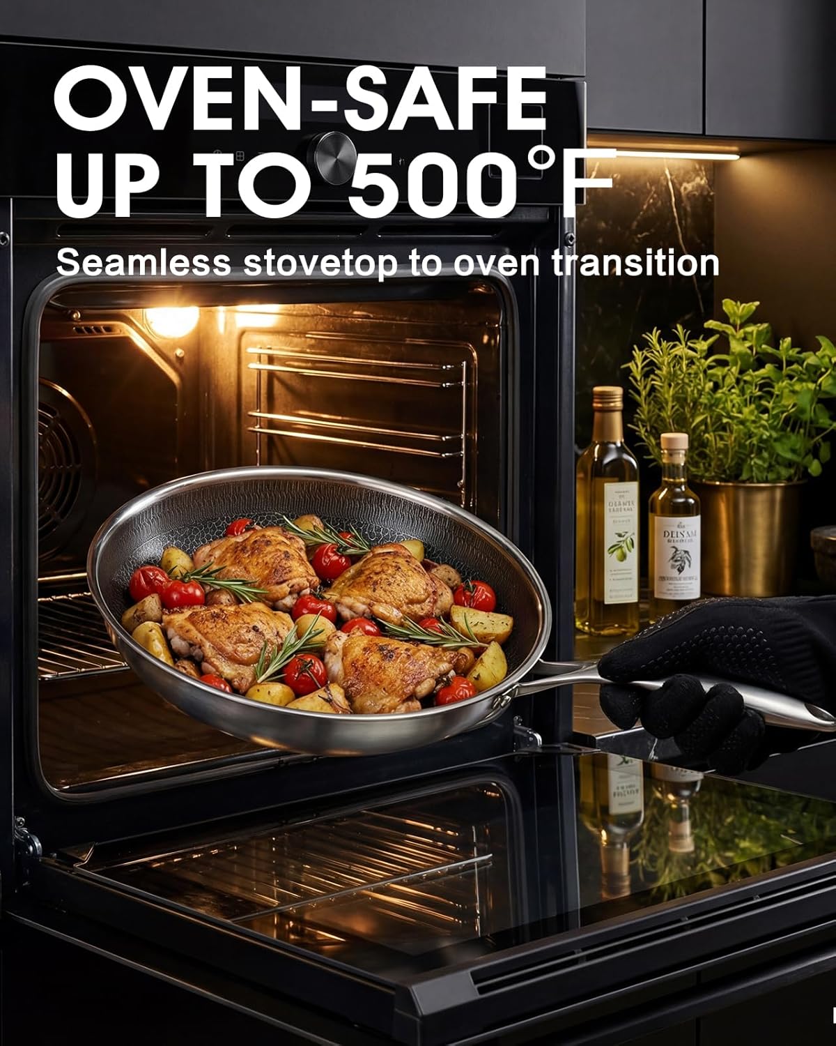 Non Stick Frying Pans Set 8, 10, and 12 Inch 6 Pcs Skillet with Tempered Glass Lids, Stay-cooling Handle, PFOA Free Non Toxic Dishwash & Oven Safe Kithchen Cookware Set Compatible All Cooktops - Image 6