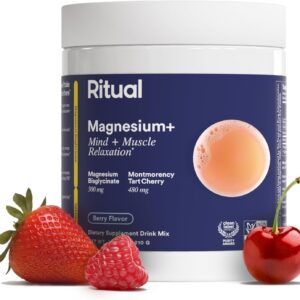 Ritual Magnesium+ Drink Mix Supplement | 2-in-1 Science-Backed Tart Cherry & Gentle on Stomach Magnesium Bisglycinate | Formulated for Mind & Muscle Relaxation | Supports Sleep & Calm | 30 Servings