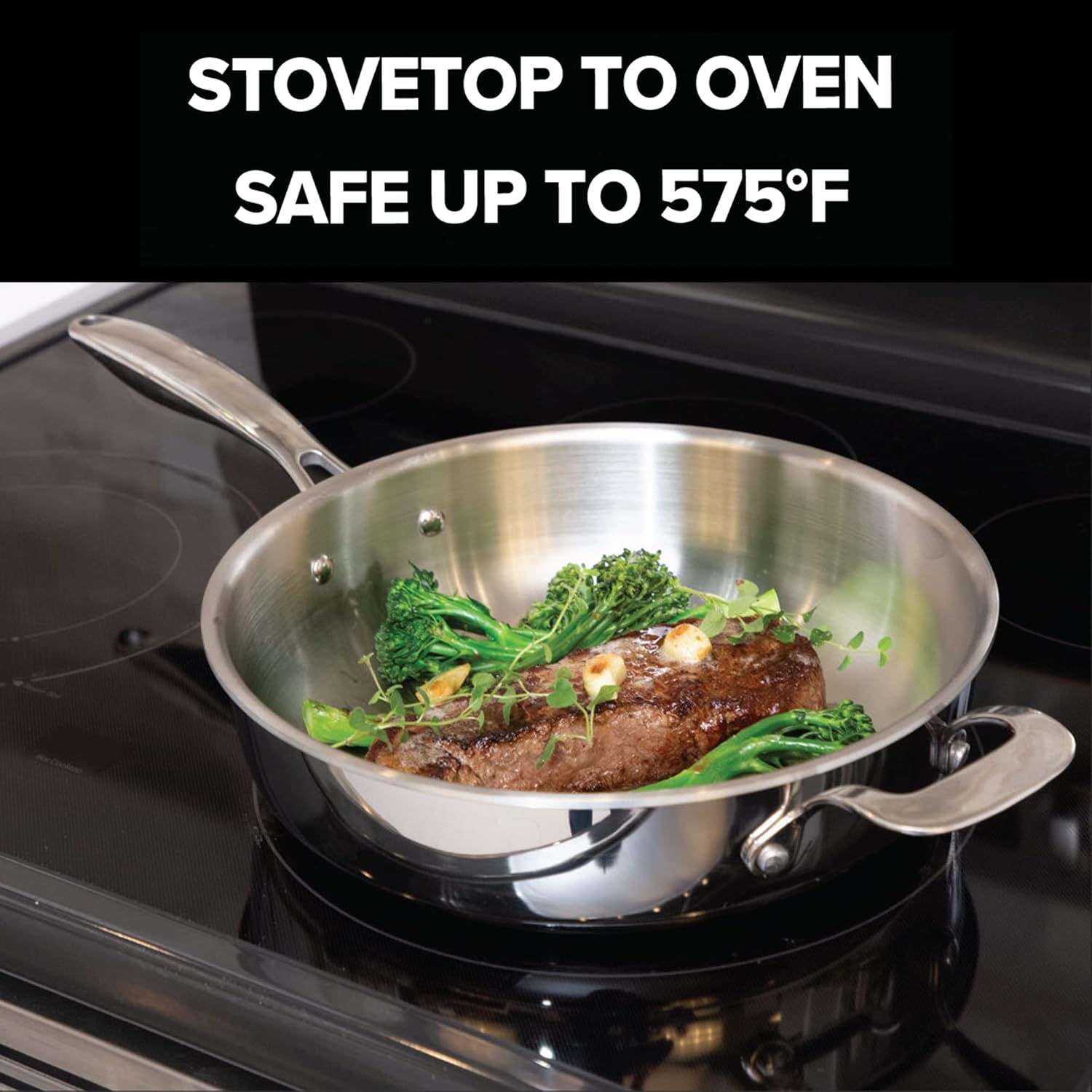 Nuwave Stainless Steel 9-Piece Pro-Smart Cookware Set, Space Saving Nestable Design, Heavy-Duty Tri-Ply, Dishwasher & Oven Safe, Ergonomic Stay-Cool Handles, Induction-Ready & Works on All Cooktops - Image 5