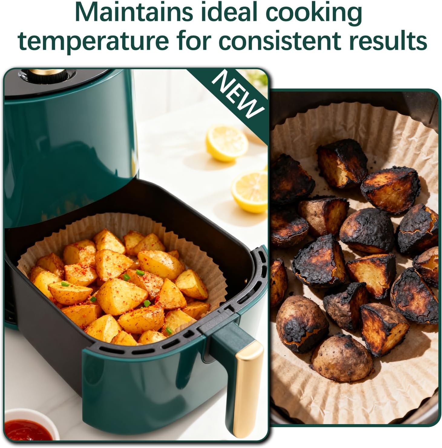 800W Air Fryer - 3QT Compact Size, Powerful Turbo Heating for Quick & Even Cooking, User-Friendly, Versatile for Frying/Roasting, Durable Design - Image 3