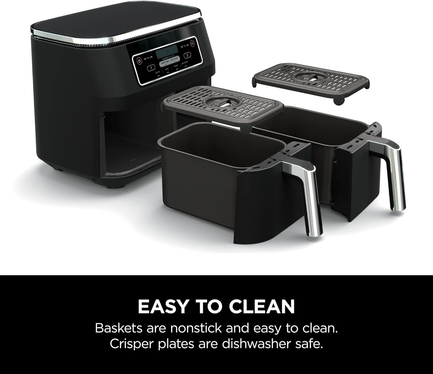 Ninja Foodi 8-Quart Dual-Basket Air Fryer with Smart Finish, 4-in-1 XL Capacity, Nonstick Baskets (8Qt - Black) - Image 5