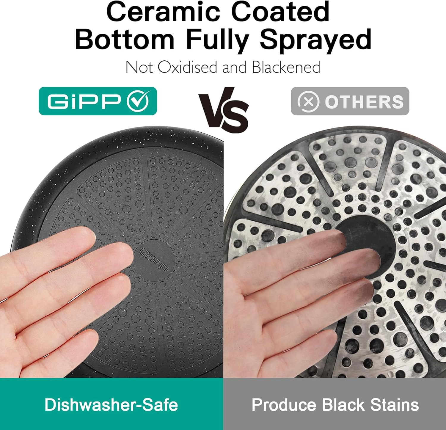 GiPP Ceramic Nonstick Pots and Pans Set - 18 Pcs Non Stick Cookware Set, Non-toxic Healthy Kitchen Cooking Set w/Frying Pans Set, Dishwasher Safe, PFAS PTFE PFOA PFOS Free - Image 4